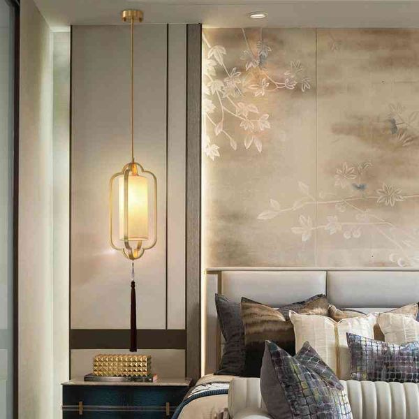 

pendant lamps all copper chinese style single head small chandelier teahouse restaurant bar corridor balcony bedroom bedside lamp