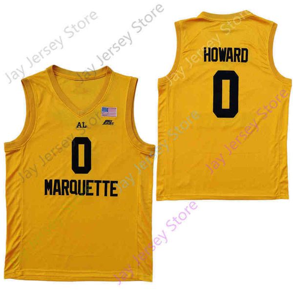 

golden new marquette eagles college basketball jersey ncaa 0 markus howard white yellow all stitched and embroidery men youth size, Black