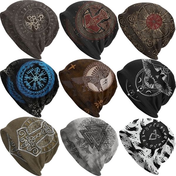 

tree of life with triquetra brown leather and gold men women beanies cycling ski cap double layer fabric bonnet hat gx220813, Blue;gray