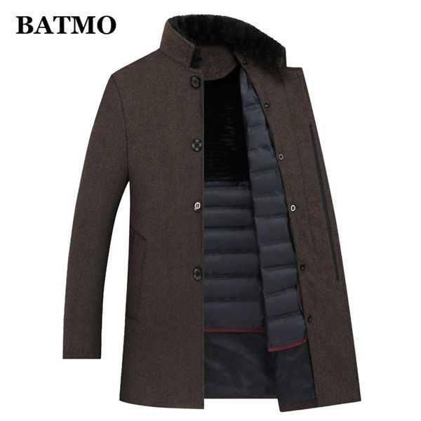 

batmo arrival winter 90 white duck down liner thicked wool trench coat men s jacket warm 8866 lj201106, Black