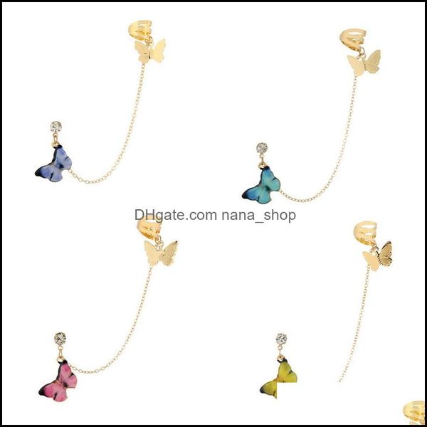 

charm one piece fashion and exquisite butterfly ear clips personalized oil drop earrings chain studs irregar earring delivery 2021 jew dhtkm, Golden