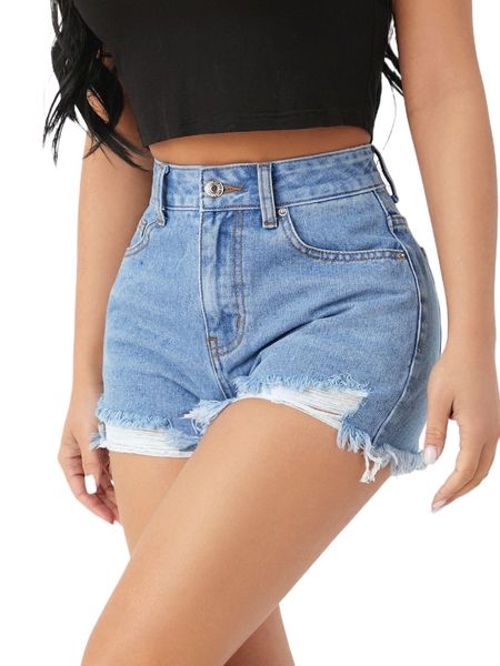 

petite washed raw hem denim shorts l9lo#, White;black