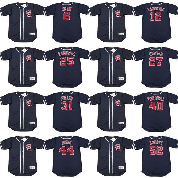 

california 44 chili davis 27 darin erstad 31 chuck finley 40 troy percival 12 mark langston 52 jim abbott 6 j t snow baseball jer2419, Black