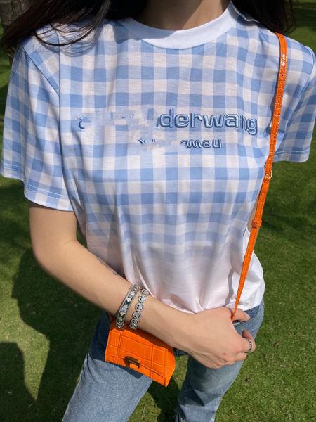 

women's t-shirt designer 21ss new letter embroidery ins korean aw king's checkered printing casual short sleeve women lbu4, White