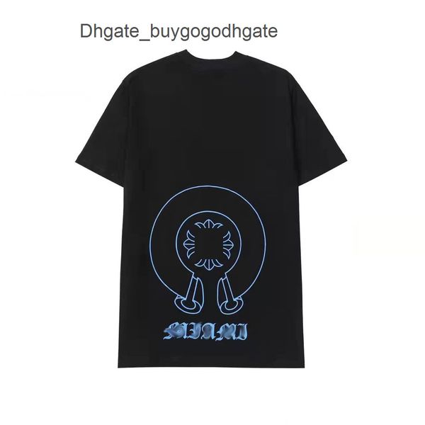 

ch mens summer t shirts horseshoe flower tees luxury brand man cross t-shirts sanskrit letter designer tshirts fashion boy hip hop sweater w, White;black