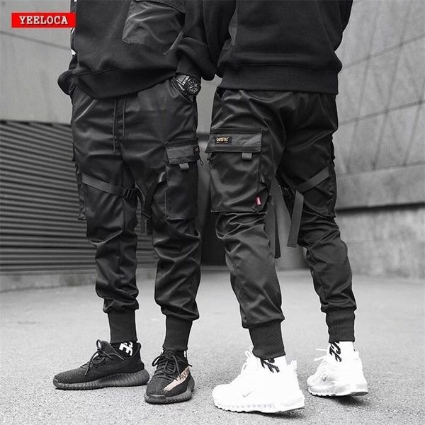 

drop spring and summer streamer pocket harlan tooling pants elastic waist men's sweatpants tactical pants 201126, Black