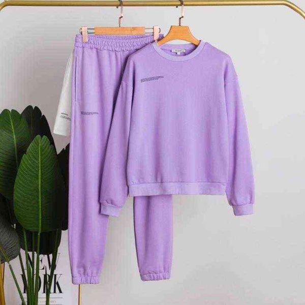 

designer pangaia tracksuit autumn and winter letters solid color sweatshirt sweatpants urban casual pants round neck sports suit, Gray