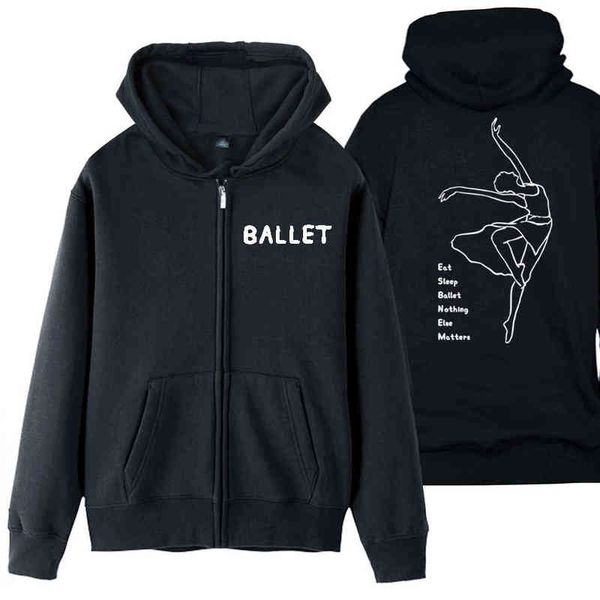 Ballet dançarina elegante e comer balé de sono, nada mais importa o homem casaco de gabinete completo com capuz com capuz com capuz de lã ou outono ziiart t220816