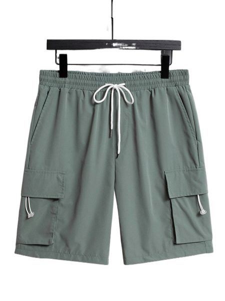 

men drawstring flap pocket cargo shorts d6wx#, White;black