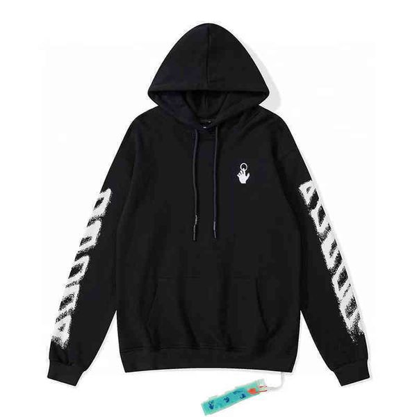 

designer luxury offs classic inkjet arrowhead hip hop hoodie couples of light blue black white print men and women casual hooded