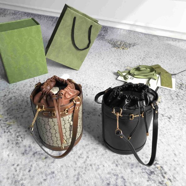 

bucket bag 4 color luxury designer shoulder bag handbag women's fashion leather retractable belt large capacity