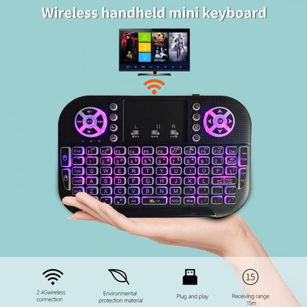 A8 mini teclado toque backlight 2.4g Wireless compatível com Bluetooth com modos de teclado duplo touchpad Mouse de teclado PK q9s i8 mx3