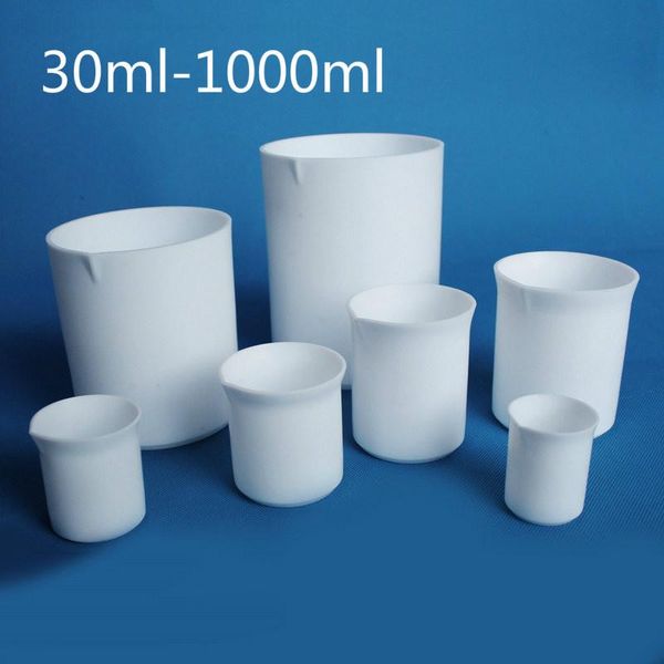 Bottiglie di stoccaggio Barattoli 1 pz/lotto Capacità 30 ml-1000 ml PTFE Becher, Becher F4 Misurino Resistenza agli alcali acidi per laboratorio