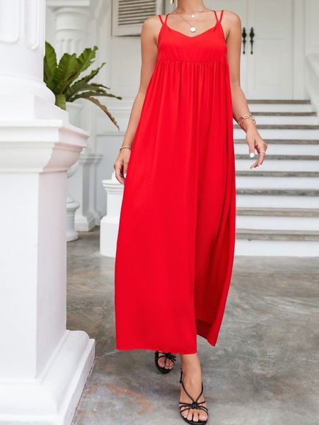 

criss-cross tie backless cami dress j4g5#, Black;gray