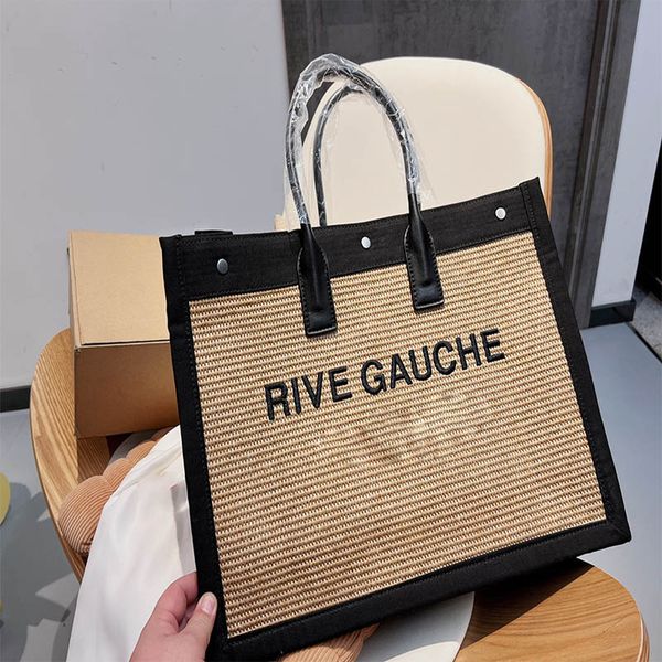

women handbags rive gauche tote shopping bag handbag fashion linen large beach bags luxury designer travel wallet 48cm