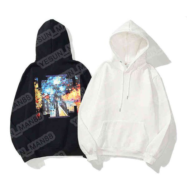 

digner luxury of classic religious paintings head hip hop heren hoodie coupl black white print men and women casual hooded, White;black
