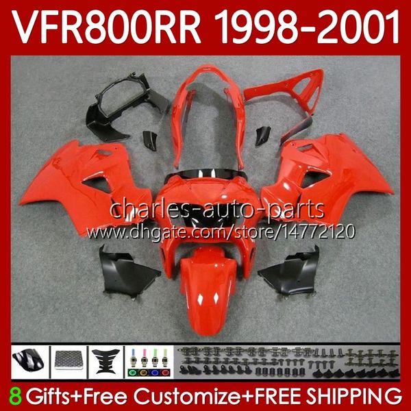 Комплект обтекателей для Honda Interceptor VFR800RR VFR 800RR 800 CC RR VFR800 98 99 00C 01 Body 128no.68 800CC VFR-800 RR 1998 1999 2000 2001 VFR800R 98-01 светлый красный кузов