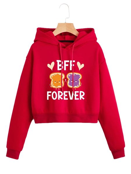 

letter & cartoon graphic drop shoulder drawstring thermal hoodie x2yx#, Black