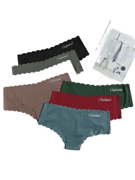 

7pack letter tape no show panty j4j5#, Black;red