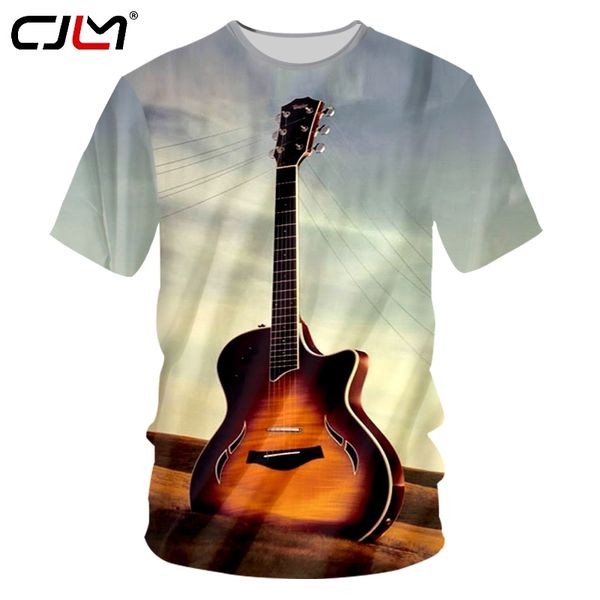 T Shirt Erkekler Müzik Notu Gitar Baskılı 3D Tshirt Adam Hip Hop Gündelik Tshirt Homme Kısa Kollu Crewneck Forma Tee 220623