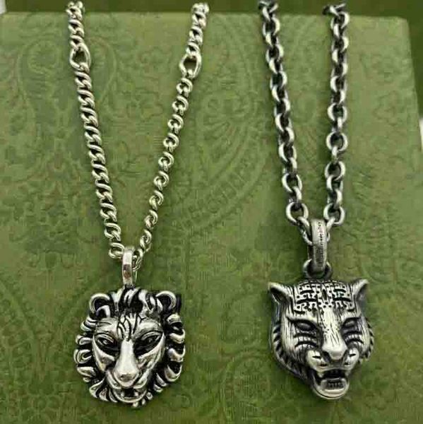 

bracelets luxury jewelry chain pendants bijoux designer 925 silver flowerletter g925 vintage lion head make old tiger head pendant necklacec