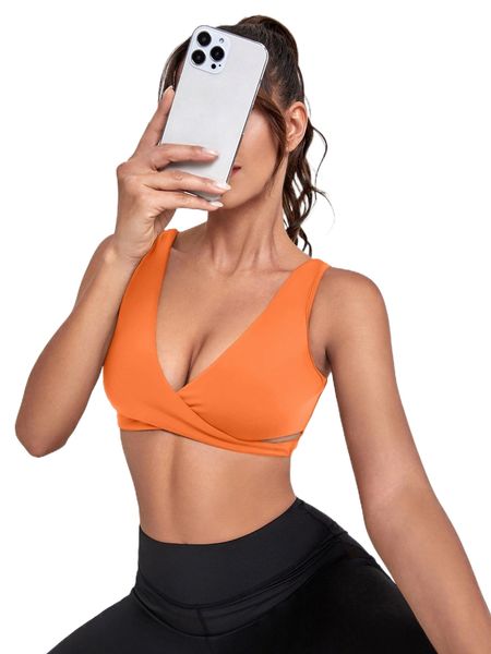 

medium support crisscross sports bra m3al#, Gray