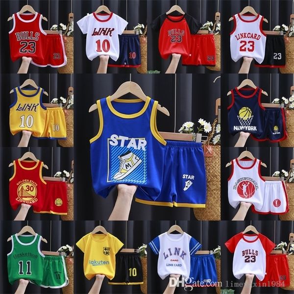 

2022 designers outdoor tracksuits childrens jerseys basketball suit summer vest shorts sets quick drying 2 piece set for kids