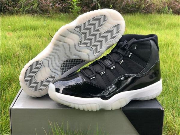 

shoes high 11 11s 25th anniversary outdoor men 72-10 black clear white metallic silver authentic zapatos sports original