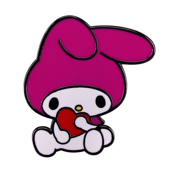 

cute cartoon white rabbit girl badge brooch enamel pin, Blue