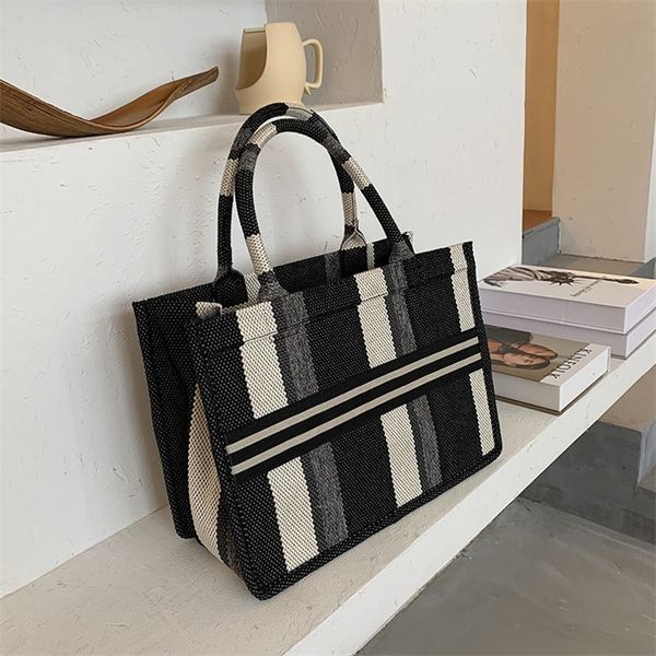

texture hand bag women's new fashion stripe popular versatile ins high-capacity shopping tote bag purses onlines