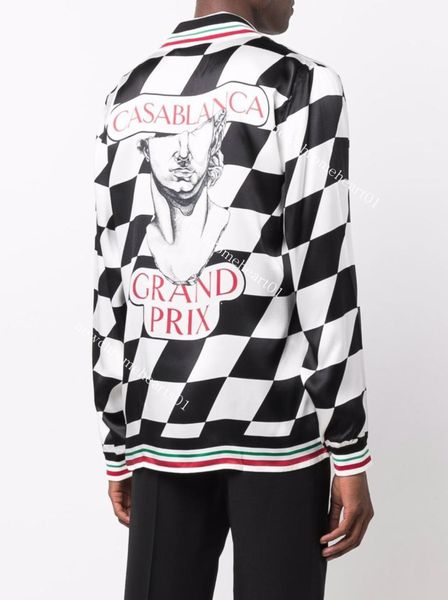 

casablanca 22ss men breasted plaid shirt designer long sleeves polo shirts, White;black