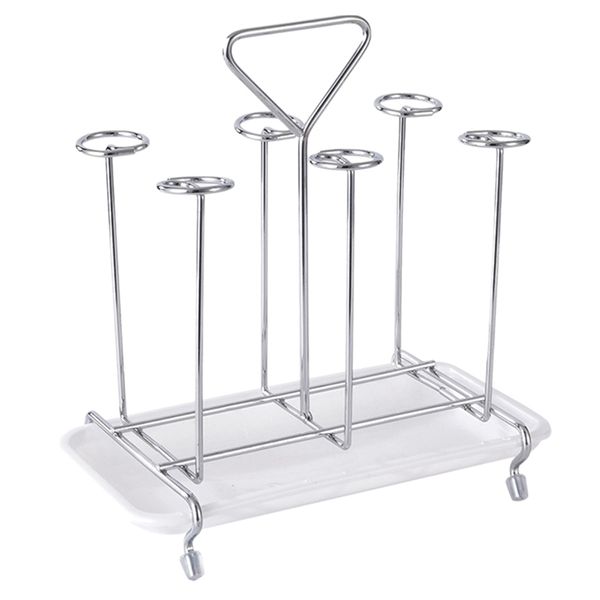 Heißer Metall Glas Tasse Rack Wasser Becher Ablassen Organizer Tasse Trocknen Stand Trockner Reinigung Fütterung Tassen Ständer Halter - quadratische Form T200506