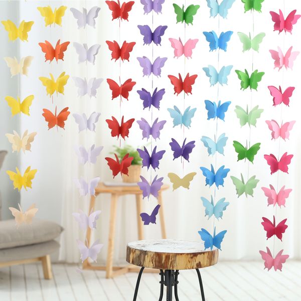 

three-dimensional butterfly paper garlands colorful butterfly banner happy birthday party decor kids kindergarten classroom sup