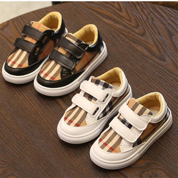 

21-30 sizes kids multicolor plaid sneaker shoes low laceless strap running basketball sports casual sneakers soft flat bottom sole trainers, Black;red