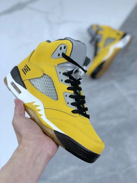 

2022 jumpman 5 basketball shoes 5s high pollen black yellow white women mens trainers sports sneakers size 36-46