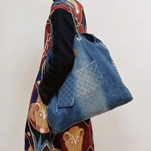 Sacos Da Noite Moda Mulheres Denim Bag Mensageiro Mensageiro Feminino Feminino Simples Grande Capacidade Estudante Handbags Big Totes Blue