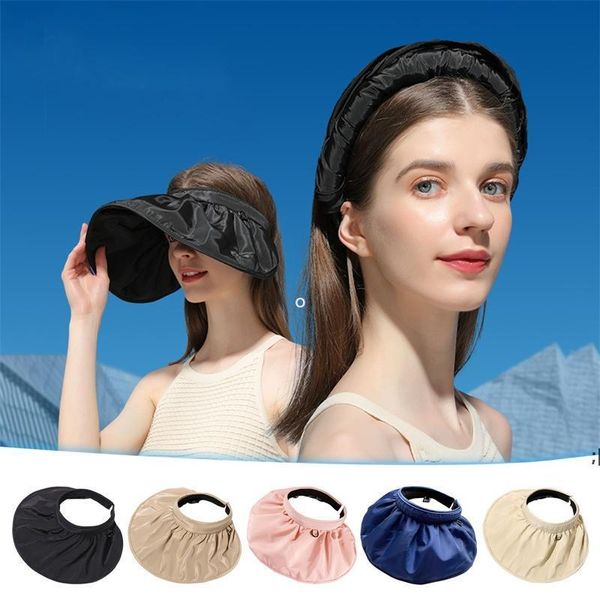 Novo!! Chapéus de festa de praia de verão Proteção solar vazia Proteção feminina Bail de cabelo dobrável