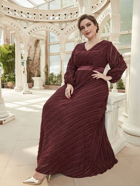 

plus v neck lantern sleeve fuzzy maxi dress w2w4#, Black