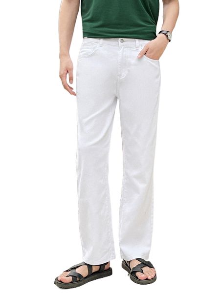 

men slant pocket straight leg jeans a8iz#, Blue