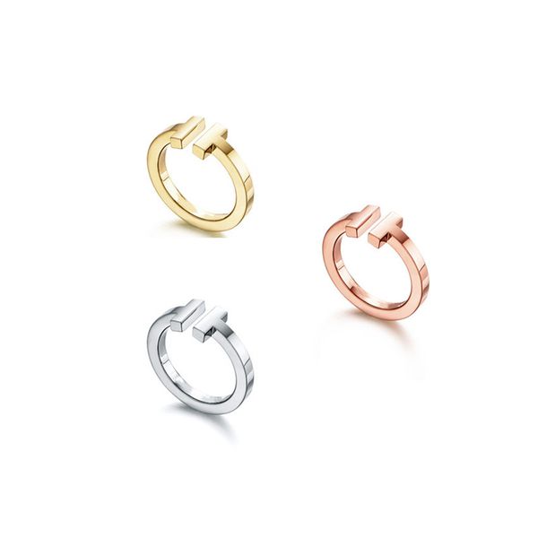 

s925 sterling silver classic pop letter t ladies ring fashion gift jewelry, Slivery;golden