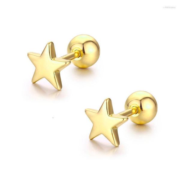 Ohrstecker Niedliche Mini Kleine Fünfzackige Stern-Ohrringe Mit Schraubverschluss Für Frauen Kinder Baby Mädchen Roségoldfarbener Piercing-Schmuck OorbellenStud Odet22 Far