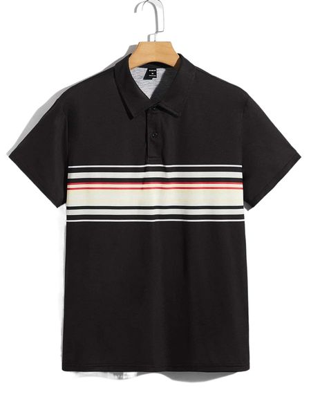 

men colorful striped polo shirt t6xl#, White;black