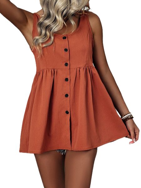 

button front peplum tank 82if#, White