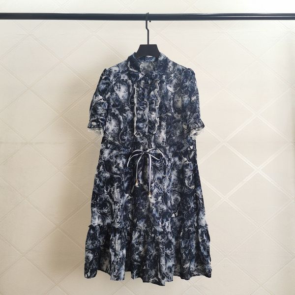 

2022 european fashion brand high-end customized elegant printed dress, Black;gray