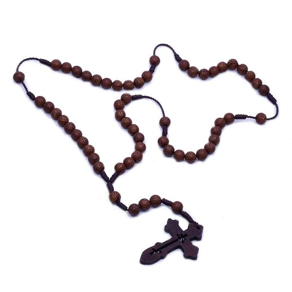 

perles de prire imitation bois perles croix chapelet perles croix collier saints catholiques prire fournitures cadeau, Silver