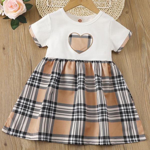 

toddler girls heart embroidery plaid print dress she, Red;yellow