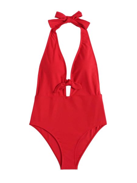 

solid backless halter one piece swimsuit t2mr#, White;black