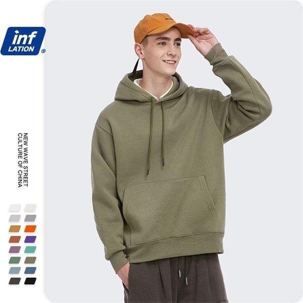 INFLATION Winterkollektion Dicker Fleece-Hoodie für Paare Soild Color Loose Fit Dicke Samt-Hoodies für Frauen 167W17 201127