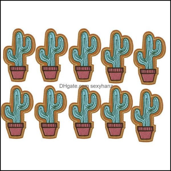 

sewing notions tools apparel diyes for clothing iron embroidered cactus applique ones accessories badge stickers on clothes bag drop deliv, Black