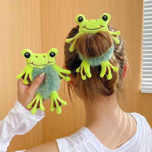 

women girls cute cartoon hair scrunchies panda cows cat rabbit plush elastic hair bands sweet pontail hairs ties accessories, Slivery;white